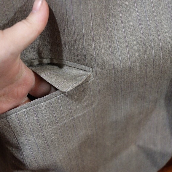 Marzotto Principe Italy Gray Pinstripe Pant Suit Wool Blend Classic Power Suit L - Picture 7 of 16